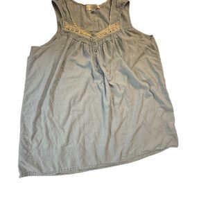 Eileen West Babydoll Ruffle Sleeveless Short Nightgown Cotton Blue Dot Womens XL